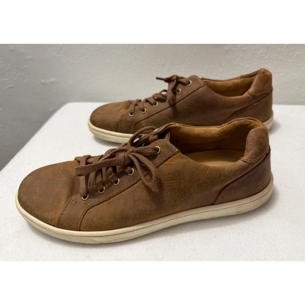 Born Harrison Mens Brown Leather Sneakers Low Top Lace Up Shoes Size 9M